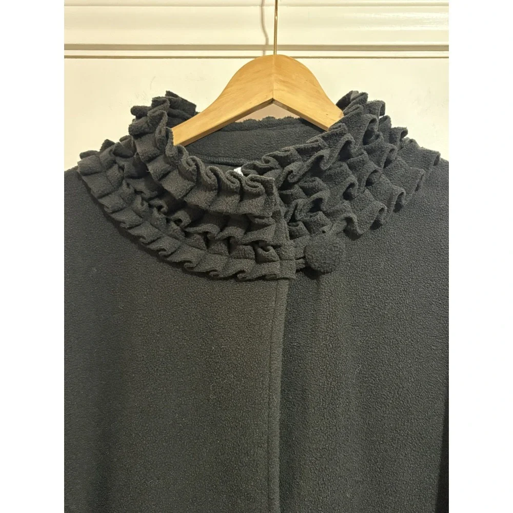 Black Ruffle Collar Cape Poncho Wrap One Size Goth Witchy Romantic Steampunk